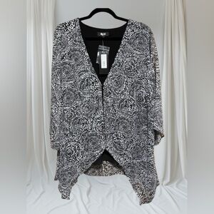 Slim Factor By Investments Asymmetrical 2 Layer Blouse - SIZE 3X - NWT